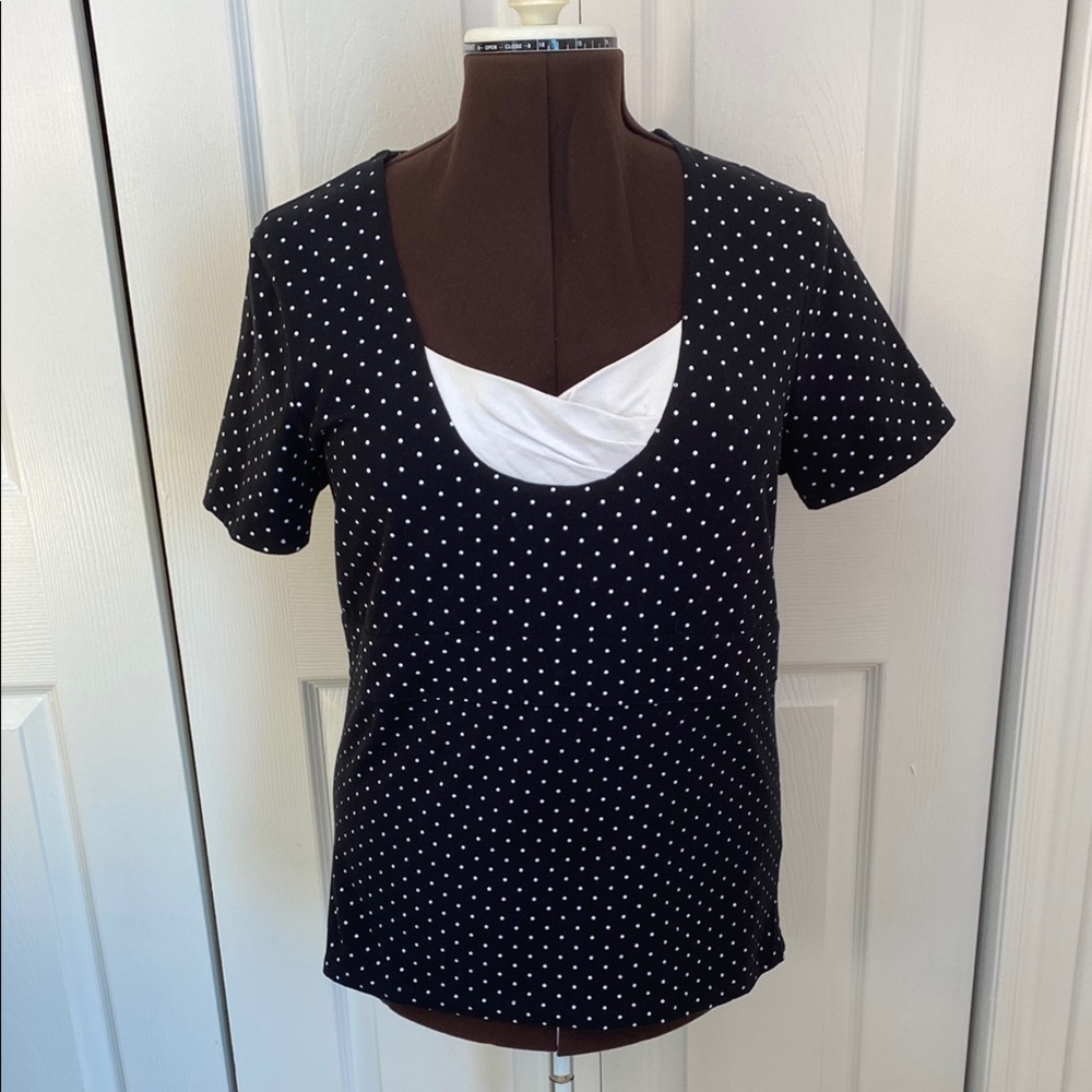 2 for $25 - Laura Black and White Fitted Short Sleeve T-Shirt, XL
